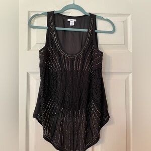 Bar III Black Sleeveless Top with Beaded Design Size XS